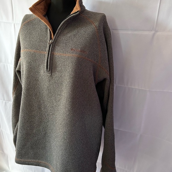 Columbia Sherpa Fleece 1/4 Zip Collar Gray Pullover Omni Shield Sweater Mens L‎ - Picture 1 of 10